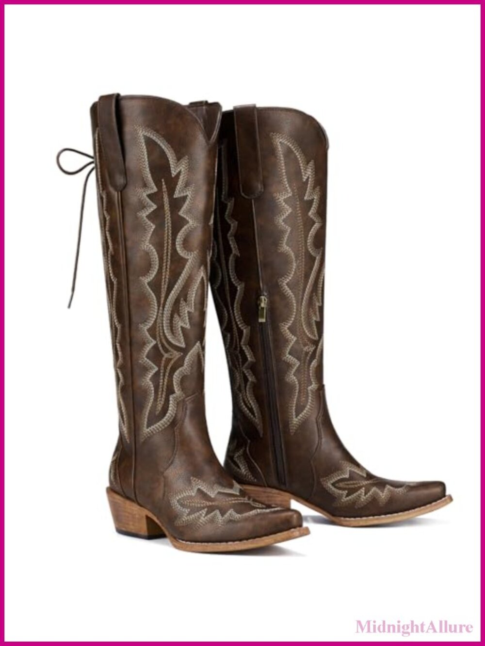 Wide Calf Lace Up Knee High Cowgirl Boots